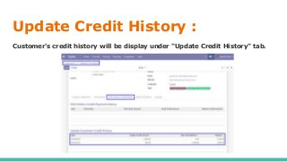 Update Credit History :
Customer's credit history will be display under "Update Credit History" tab.
 