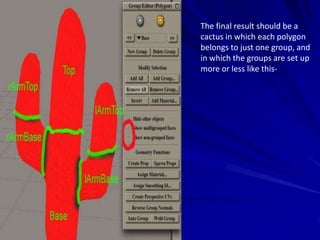 The final result should be a
cactus in which each polygon
belongs to just one group, and
in which the groups are set up
more or less like this-
 