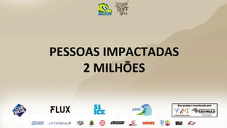 PESSOAS	
  IMPACTADAS	
  
2	
  MILHÕES	
  
 