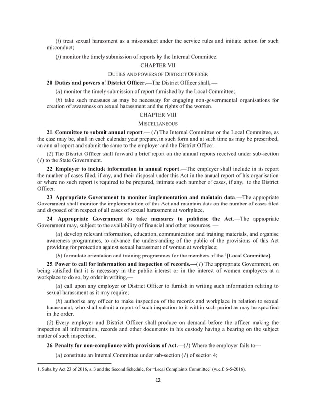 Posh Act.pdf POSH Act 2013 (PREVENTION, PROHIBITION AND REDRESSAL of Sexual ...