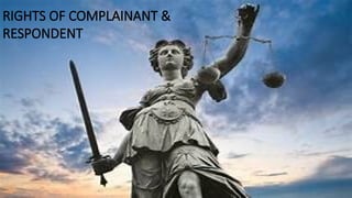 RIGHTS OF COMPLAINANT &
RESPONDENT
 