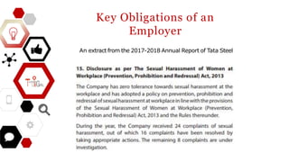 Key Obligations of an
Employer
An extract from the 2017-2018 Annual Report of Tata Steel
 