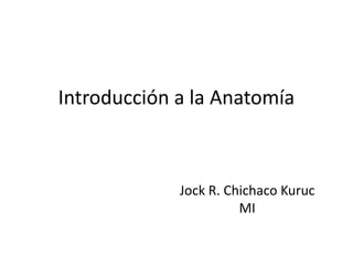 Introducción a la Anatomía
Jock R. Chichaco Kuruc
MI
 