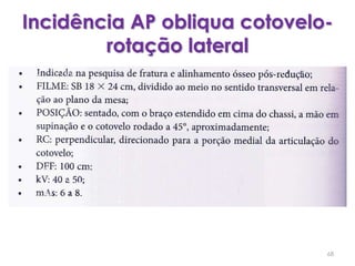Incidência AP obliqua cotovelo- rotação lateral68