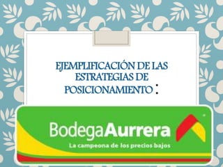 EJEMPLIFICACIÓN DE LAS
ESTRATEGIAS DE
POSICIONAMIENTO :
 