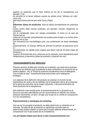 Posicionamiento del mercado