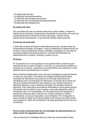 Posicionamiento del mercado