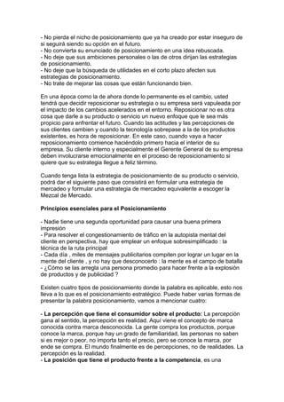 Posicionamiento del mercado