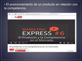 • El posicionamiento de un producto en relación con
la competencia.
 