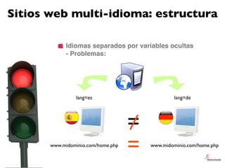 Sitios web multi-idioma: estructura

             Idiomas separados por variables ocultas
             - Problemas:




  ...