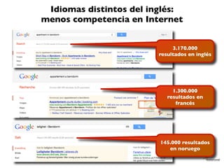 Idiomas distintos del inglés:
menos competencia en Internet


                             3.170.000
                     ...