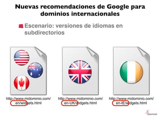 Nuevas recomendaciones de Google para
           dominios internacionales
          Escenario: versiones de idiomas en
   ...