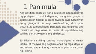 Comprehensive Guide to Writing an Effective Position Paper in Filipino ...