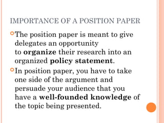 Position Paper Presentation in EAPP..... | PPT
