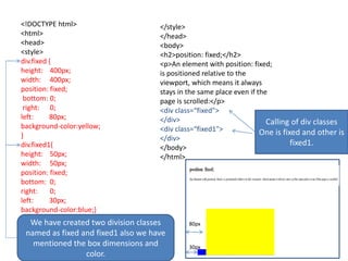 CSS Position and it’s values | PPT