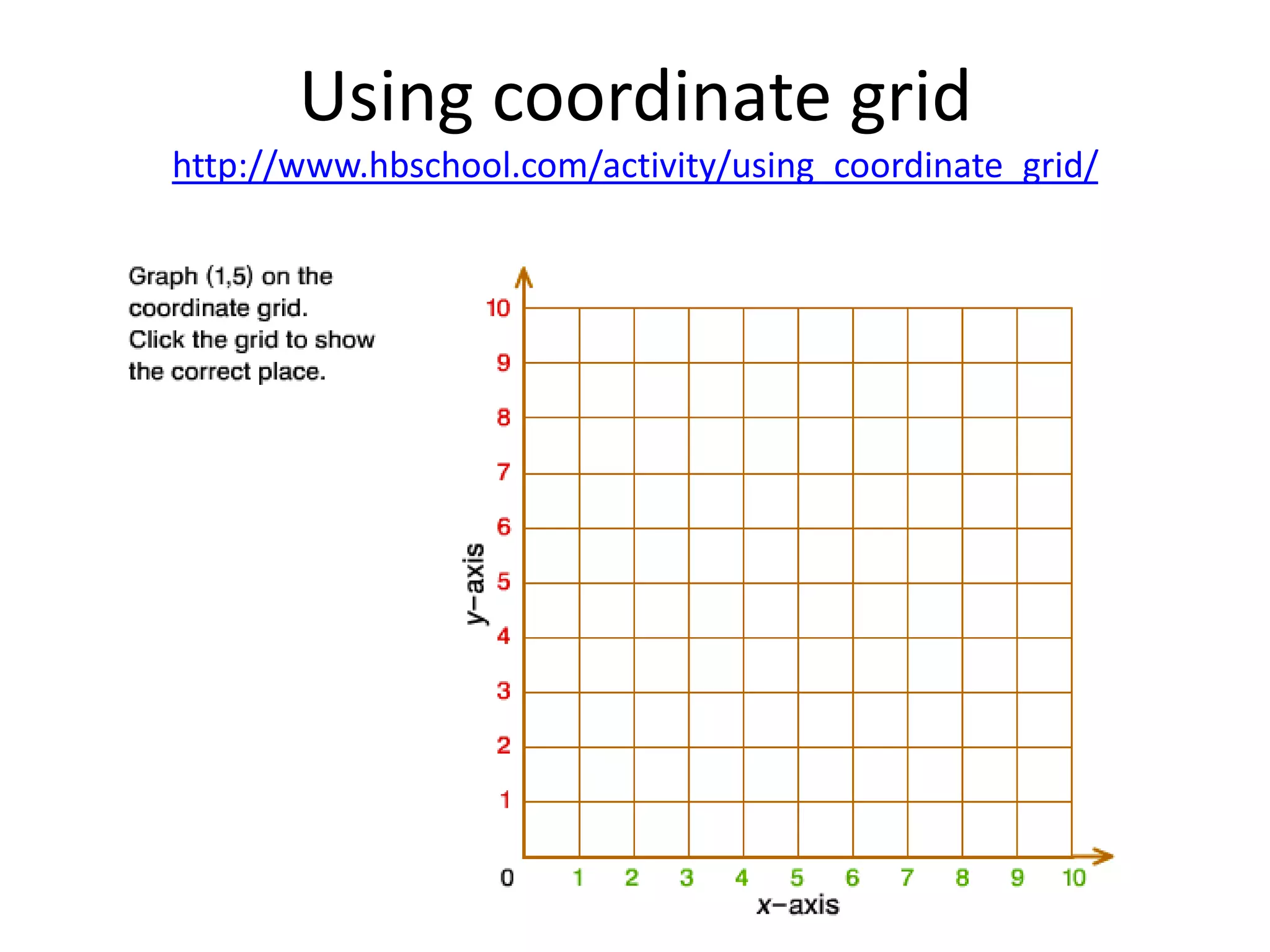 Using coordinate grid
http://www.hbschool.com/activity/using_coordinate_grid/
