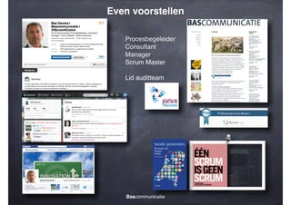 Even voorstellen
Procesbegeleider!
Consultant!
Manager!
Scrum Master!
!
Lid auditteam!

27

DOOR BAS DOUMA

ÉÉN
SCRUM
IS GEEN
SCRUM
REGELS VOOR
SUCCESVOLLE TOEPASSING

Bascommunicatie

Communicatieprofessionals
moeten steeds beter laten zien
wat hun toegevoegde waarde is.
De sector blinkt niet uit in
werken met beproefde methodes, en zonder dat lukt
het niet langer. Hoogste tijd
om te zoeken naar nieuwe
methodes, uit andere disciplines. De ervaringen van
Scrum-professionals.

SCRUMMEN

lende disciplines of teams) uit te voeren.
Ook het traditionele communicatieplan is hiervan een voorbeeld. Zoals Betteke van Ruler
het stelt: veranderen de omstandigheden, dan
moeten we achteraf toegeven dat we geen realistische doelstellingen hadden, niet de juiste
strategie, doelgroepen of boodschap hadden
gekozen.
Met meerdere disciplines tegelijk aan een
complex project werken: zo typeren de praktijkmensen de Scrum-methode. Bij ING pasten ze
de methode al langer toe in de ict en sinds een
half jaar bij de ontwikkeling van campagnes en
nieuwe diensten. Robert-Frank Hoﬂand: ‘Omdat
onze medewerkers vanuit meerdere perspectieven, disciplines en specialiteiten tegelijk
een campagne of dienst ontwikkelen, til je de
kwaliteit en ook de communicatie ervan naar
een hoger niveau. Scrum helpt de muurtjes te
slechten, om de vertragingen te verminderen
die altijd in projecten sluipen.’ De ervaring van
Tibert van Dijk en Pieter Jongerius: ‘De methode
daagt professionals uit om in een multidisciplinair team hun rol te spelen én aan het hele team
toegevoegde waarde te leveren.’

IN STROOP ZWEMMEN

WEL OF NIET SCRUMMEN?
Scrummen is geschikt
voor:
met meerdere disciplines
product
eindproducten
kenis
of externe) klantvraag
Zie Scrum níet als de
vervanger van voortkabbelende of vastlopende
processen of van regulier afstemmingsoverleg!

Onlangs verscheen de ‘bèta-versie’ van ‘Reﬂectieve Communicatie Scrum. Zó ben je accountable!’ van Betteke van Ruler. We volgen haar
verkenning: wat is scrummen, waar wordt het al
succesvol toegepast, wat zijn de ervaringen en
wat kan communicatie ermee?
Scrum, een term ontleend aan de rugbysport,
stelt een organisatie in staat versnelling in projecten aan te brengen, sneller waarde te creëren, om beter aan te sluiten op wensen en eisen
van de omgeving. Een omgeving die complex en
turbulent is. Waar de traditionele ‘waterval methode’ niet meer voldoet, biedt Scrum de mogelijkheid om succesvolle resultaten te boeken.
Veel organisaties over de hele wereld passen de
methode al toe. Zo ook in Nederland. ProRail,
Ziggo, Exact, CPB, Albert Heijn, de gemeentes
Amsterdam en Groningen en ING: voorbeelden
van organisaties waar de methode wordt toegepast buiten de ict.

MINDER VERTRAGING
Vaak organiseren we onze activiteiten, zeker in
een complex project, als een ‘waterval’ en voeren ze ook zo uit: achter het bureau plannen we
alles om ze daarna volgordelijk (door verschil-

Voordelen van serieus scrummen: een kortere
time-to-market, snel zien wat het effect is van
wat je hebt bedacht, ontdekken dat iets misschien toch nog niet helemaal goed is en dan
meteen bijsturen.
Voor Gidion Peters (Scrum4gov) is Scrum ‘the
art of the possible’: ‘Projecten en programma’s
beginnen vaak met ónmogelijkheden. Scrum
is: wat kunnen we nú doen, hoe kunnen we
snelheid maken. Dat spreekt iedereen aan, wie
houdt nou van in stroop zwemmen? Weg van
het grote plan, terug naar het doen: rapid prototyping. Ook of juist in een politiek-bestuurlijke
organisatie!’
We weten allemaal dat werkplezier direct verband houdt met de productiviteit van medewerkers. Hoﬂand: ‘Medewerkers willen graag in
scrumteams werken. Wat is leuker als iets goed
en zichtbaar lukt en ook nog sneller, daar krijg
je toch een kick van?’ Scrum staat voor teambuilding en -ontwikkeling, voor interpersoonlijke
effectiviteit. Grote woorden? Sabina Renshof
(JE Consultancy): ‘Absoluut niet. Medewerkers
hebben door Scrum meer werkplezier. Ze worden uitgedaagd in het werken met collega’s uit
andere disciplines. Samen toegevoegde waarde
creëren. Happy teams maken dingen die ertoe
doen.’ Van Dijk/Jongerius: ‘Scrum accepteert
menselijke tekortkomingen, zoals een gebrek
aan voorspellend vermogen en overzicht, en is
bedacht om die te omzeilen.’

 
