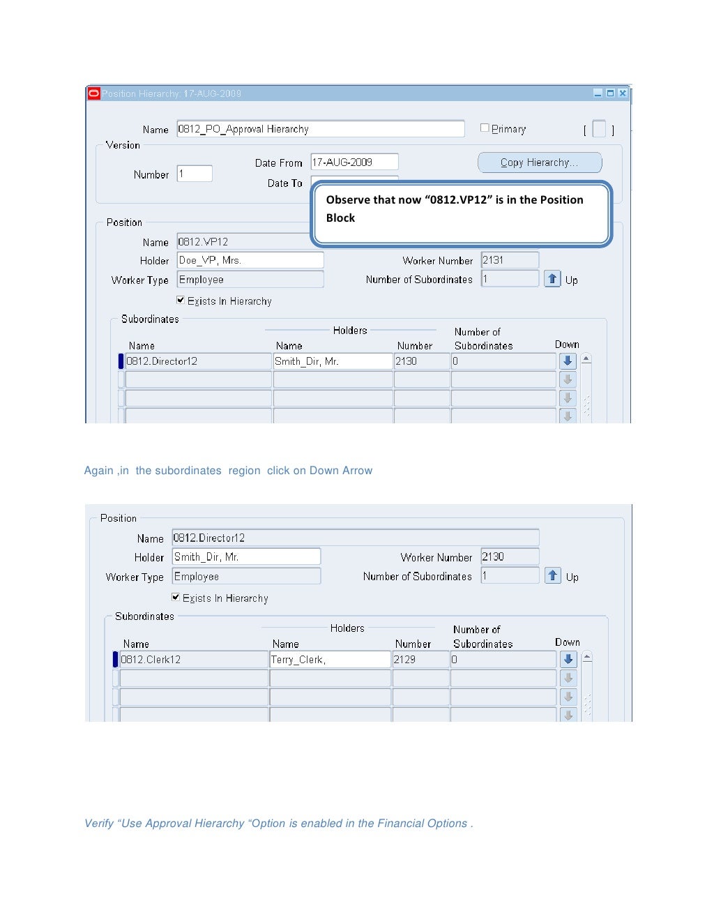 PO Position Hierarchy in R12