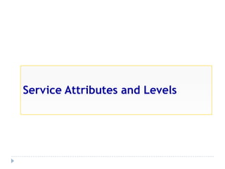 Service Attributes and Levels
 