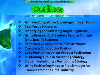 Positioning a Service in the Marketplace | PDF