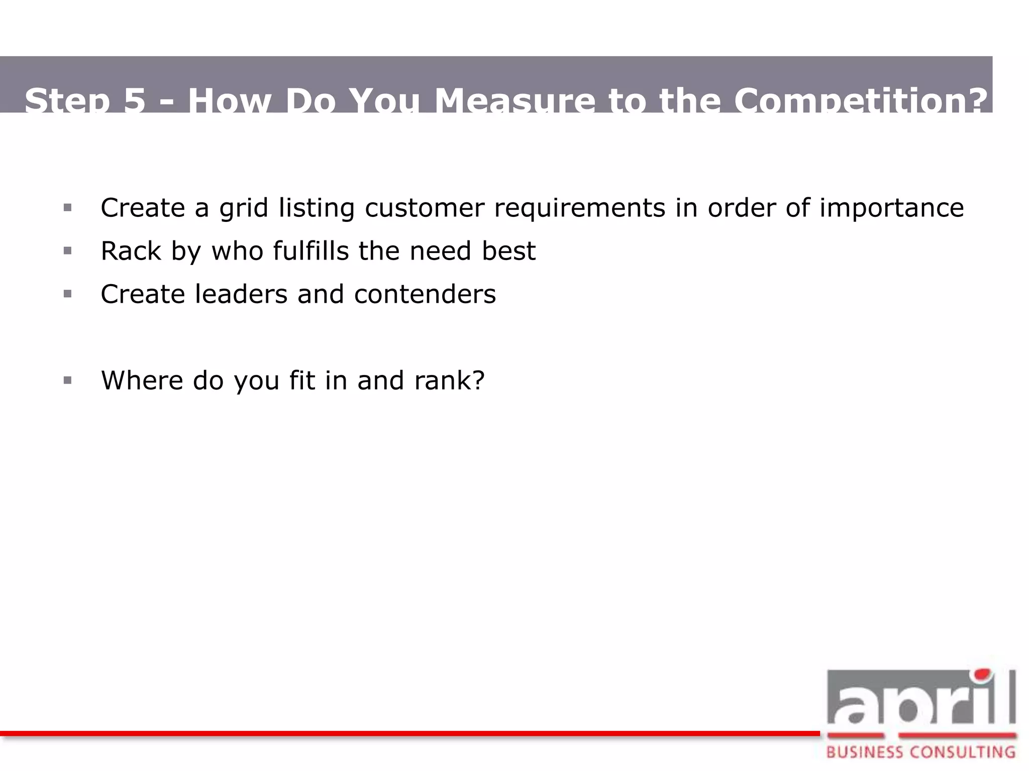 Match/drive product development effortsWho is the Customers?End user