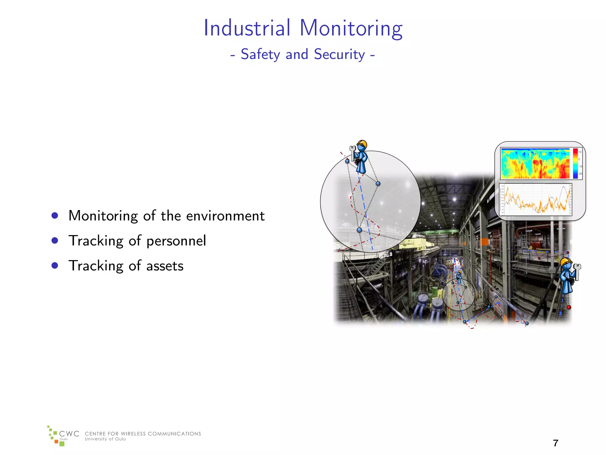 Industrial Monitoring
                         - Safety and Security -




• Monitoring of the environment
• Tracking of personnel
• Tracking of assets




                                                   7
 