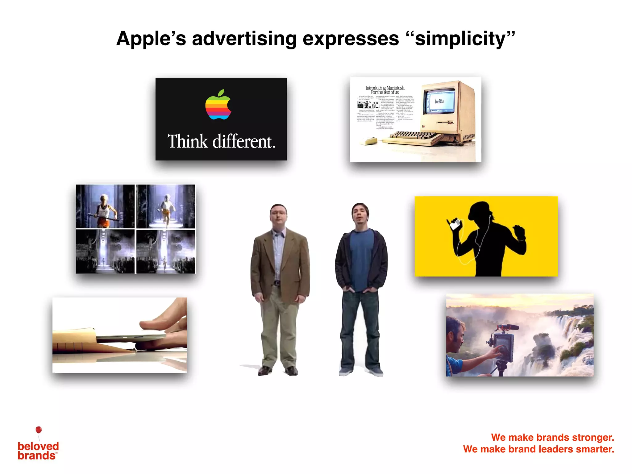 Apple’s advertising expresses “simplicity”
We make brands stronger.
We make brand leaders smarter.
 