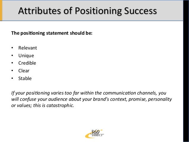 positioning statement debriefed sample positioning statement