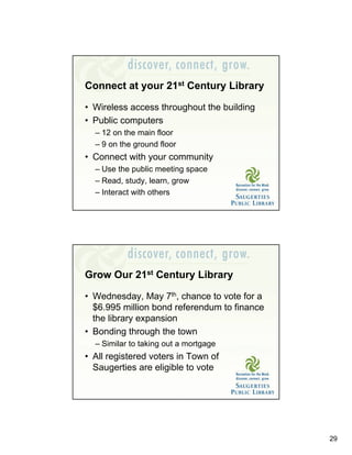 Connect at your 21st Century Library

• Wireless access throughout the building
• Public computers
  – 12 on the main floo...