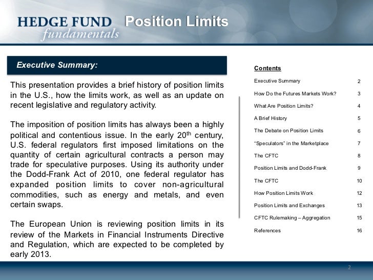 Position Limits A Brief Hstory And Discussion Of Recent Regulatory C 
