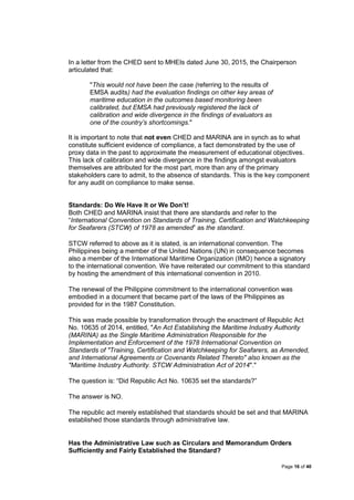 Position Paper: State of Philippine Maritime Education