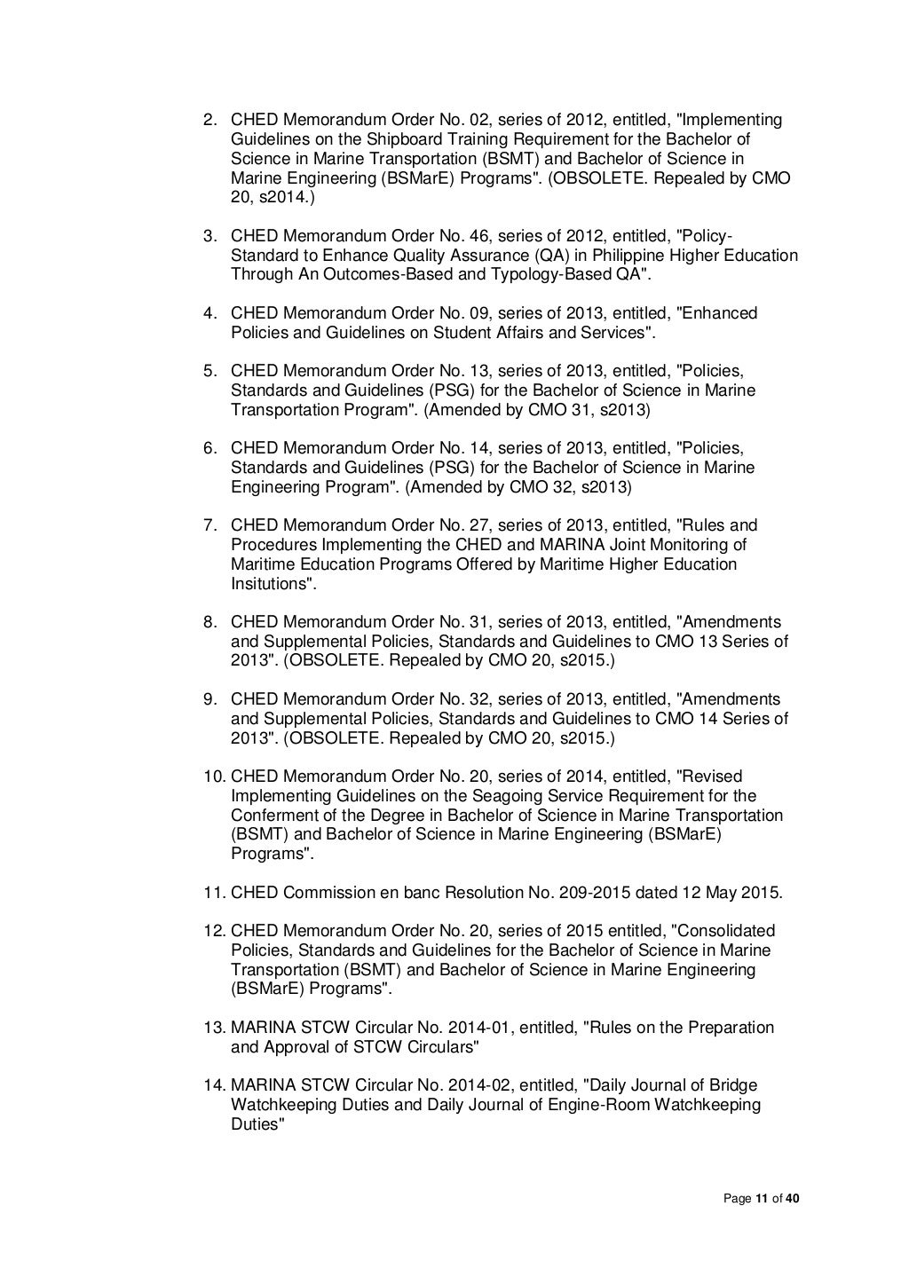 Position Paper: State of Philippine Maritime Education