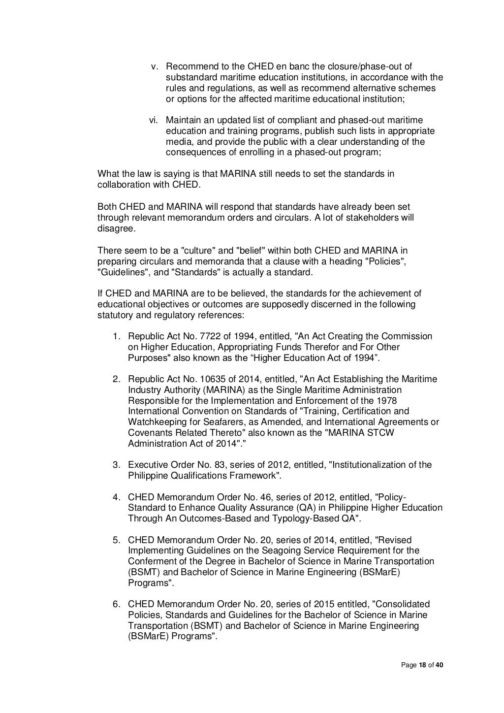Position Paper: State of Philippine Maritime Education