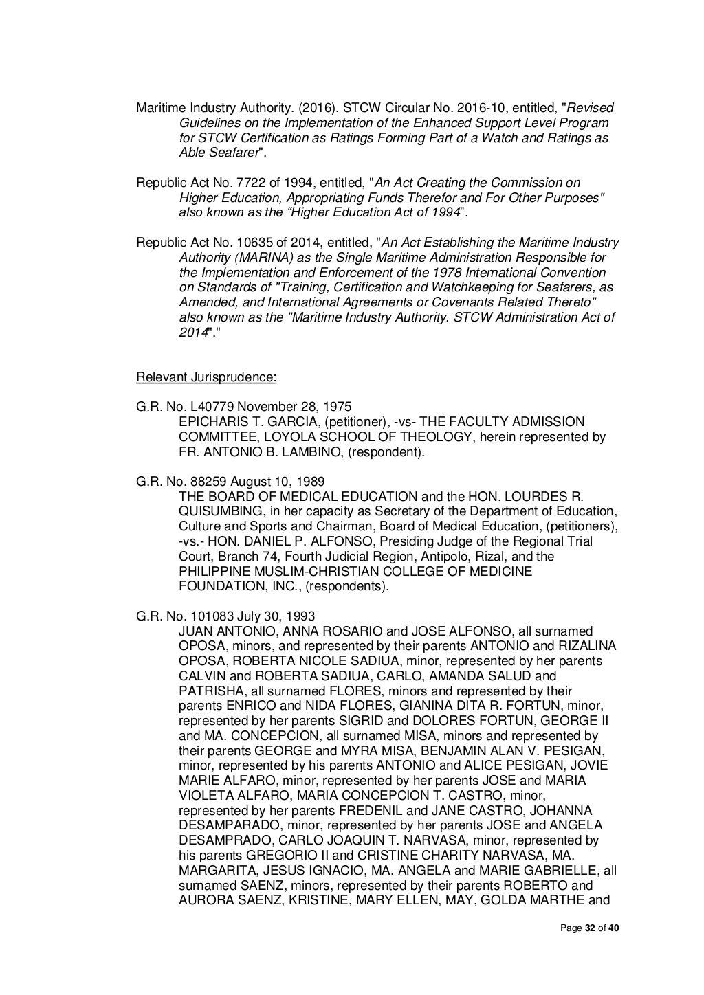 Position Paper: State of Philippine Maritime Education