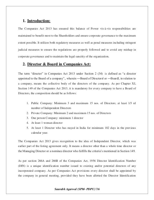 Position, power and duty of Director under Companies Act,2013