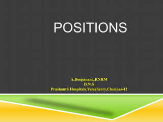 POSITIONS
A.Deeparani.,RNRM
D.N.S
Prashanth Hospitals,Velacherry,Chennai-42
 