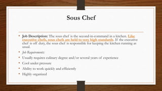 Positions at a restaurant | PPTX