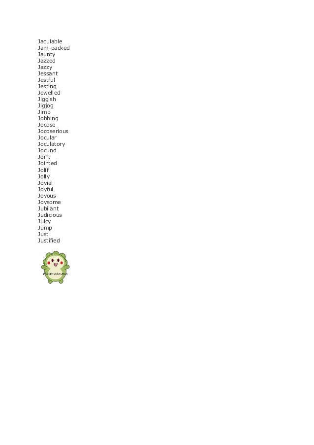 Positive Words Starting With The Letter J Positive Words Starting With The Letter J