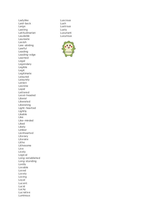 Lettered Adjectives Lettered Adjectives