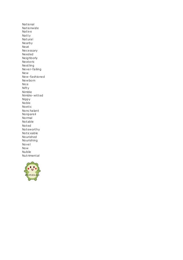 list of adjectives positive adjectives that start with n adjectives that begin with the letter n