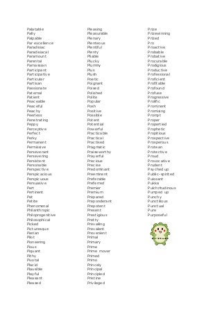 Adjective list - Positive adjectives that start with p