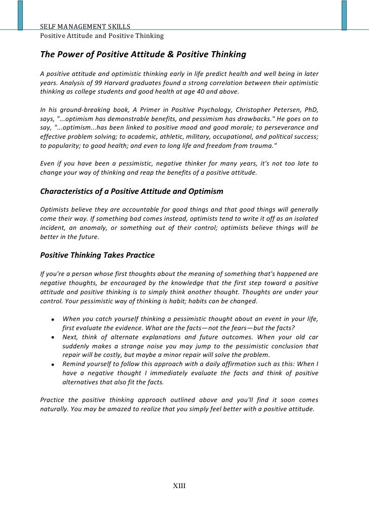 Essay on power of positive thinking