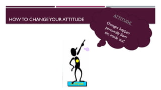 HOW TO CHANGEYOUR ATTITUDE
ATTITUDE
Changes happen
personally from
the inside out!
 