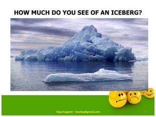 HOW MUCH DO YOU SEE OF AN ICEBERG? Vijay Koganti – koviba@gmail.com 