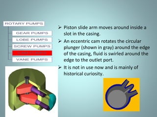 • Each screw functions similarly, and each pair
of screws discharges an equal quantity of
liquid in opposed streams toward the center,
thus eliminating hydraulic thrust.
• The removal of liquid from the suction end by
the screws produces a reduction in pressure,
which draws liquid through the suction line.
 