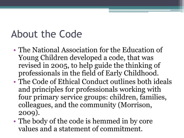 Positive Guidance & NAEYC Code of Ethics Presentation