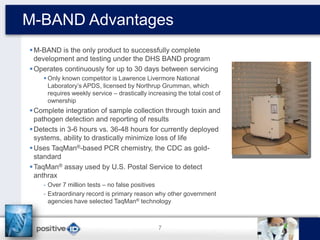 M-BAND Advantages
 M-BAND is the only product to successfully complete
development and testing under the DHS BAND program...