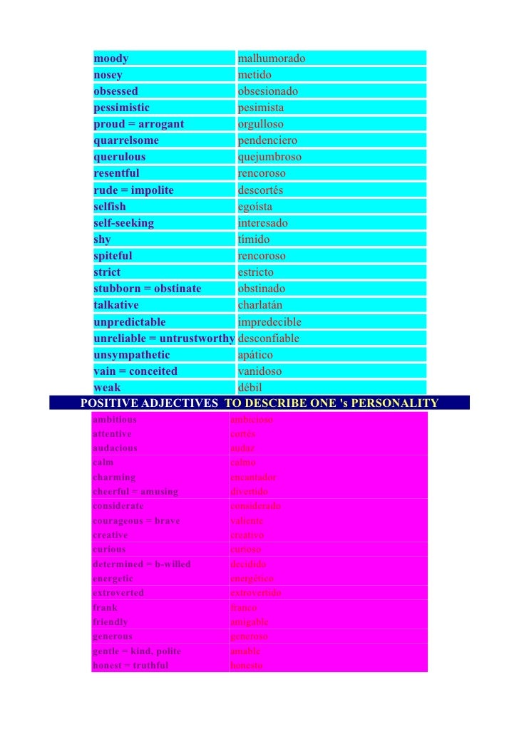 a negative adjectives