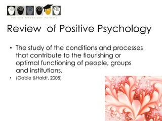 Process that focused on an organisation’s core strengths rather than seeking to overcome its weaknessesAppreciative InquiryRealisation that the traditional organisational development (OD) approach of problem diagnosis and feedback was sucking the energy for change right out of the system