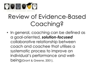 Deliberate CultivationResearch in its infancy…Some research for increasing hope (coaching!), gratitude, kindness, social intelligence, leadership, creativity and fairness.